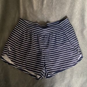 Athleta Navy Striped Running Shorts